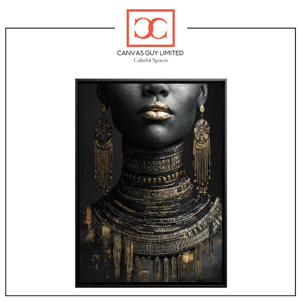 African Queen Luxury | Gold Statement Portrait Canvas Wall Art