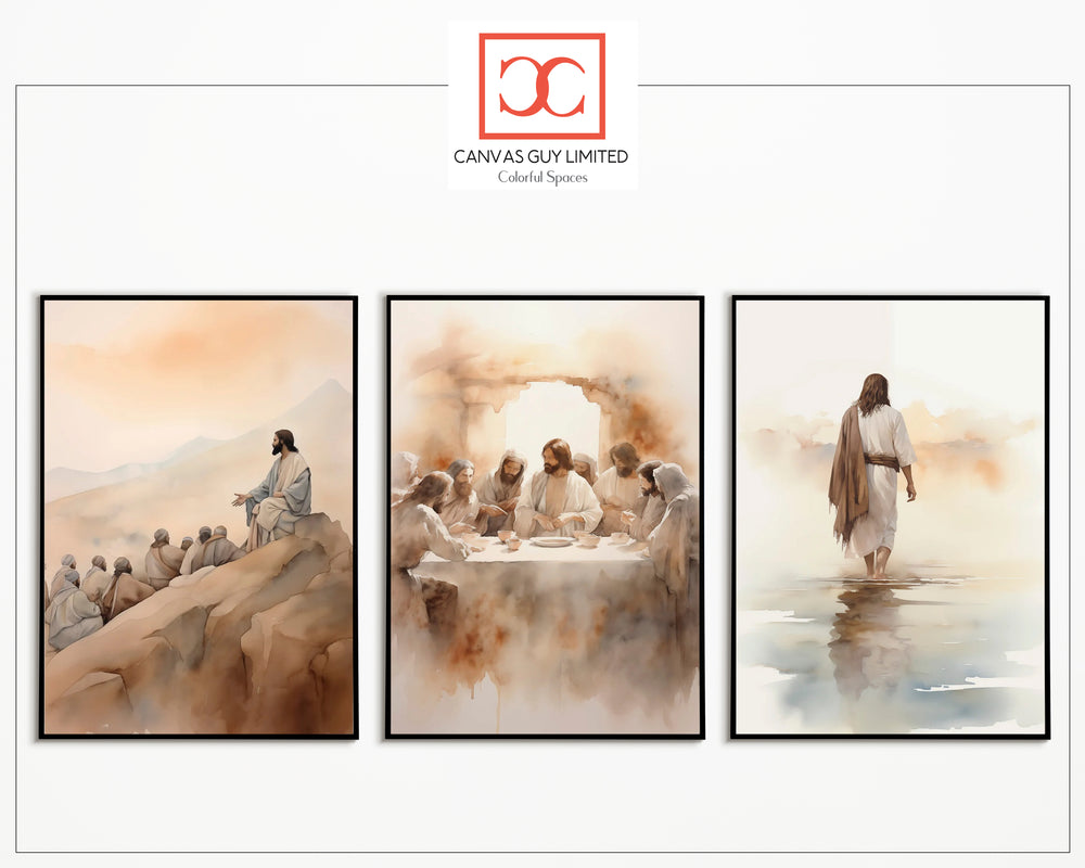 Jesus Ministry Triptych | Biblical Spiritual Wall Art Set