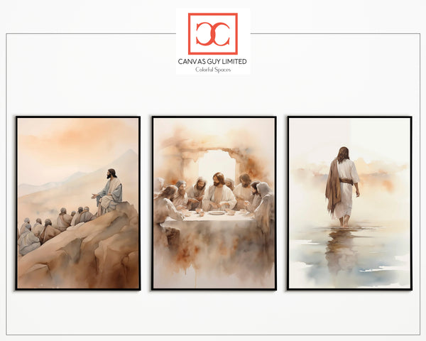 Jesus Ministry Triptych | Biblical Spiritual Wall Art Set