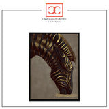 Golden Zebra Elegance | Luxury Animal Portrait Print