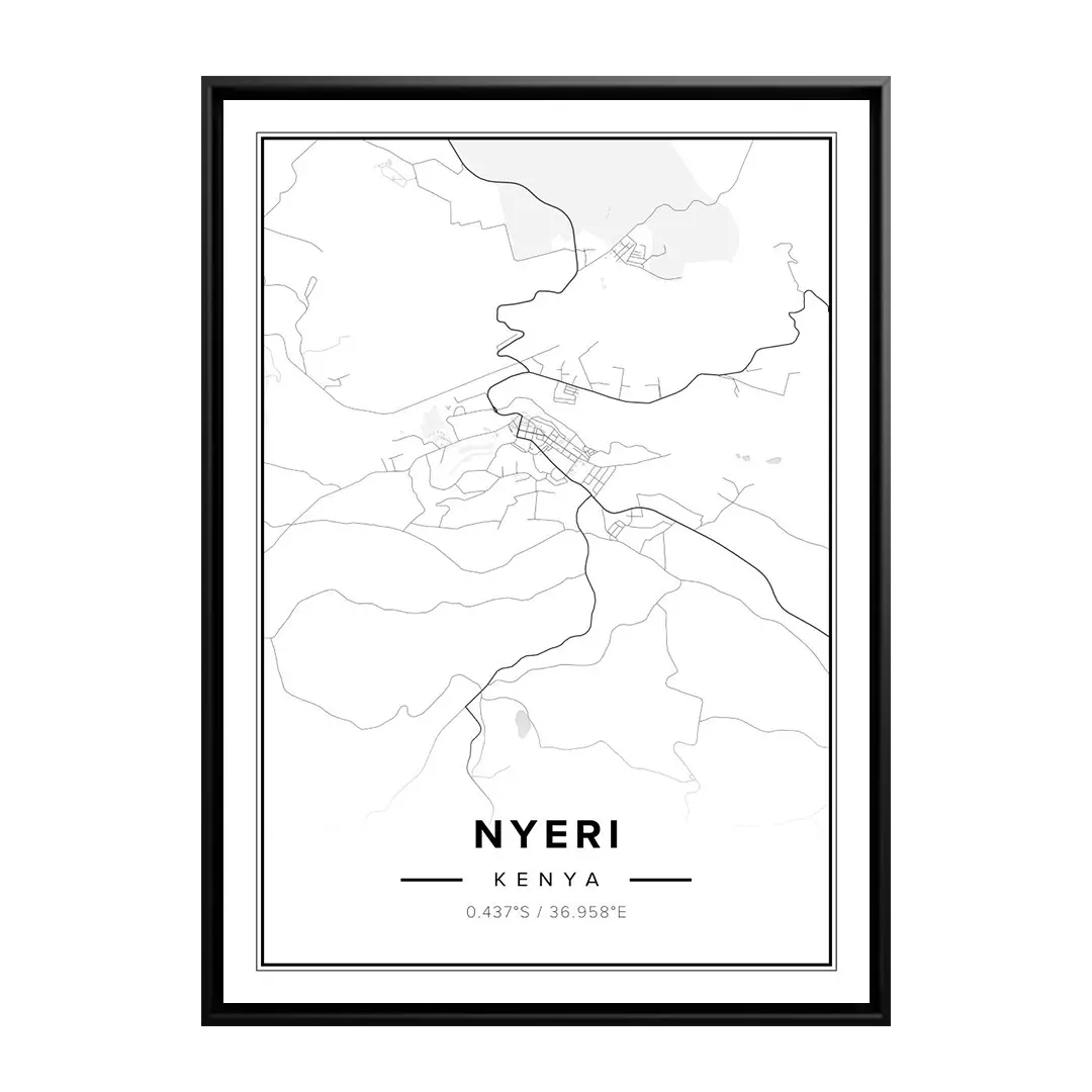 Canvas Guy Limited handcrafted wall art decor piece: canvas art showcasing intricate Kenyan craftsmanship and contemporary design. Minimal Map Kenya towns